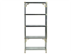 Vintage Chrome and Brass Chinoiserie Style Étagère