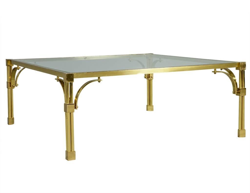 American Vintage Brass and Glass Chinoiserie Style Cocktail Table