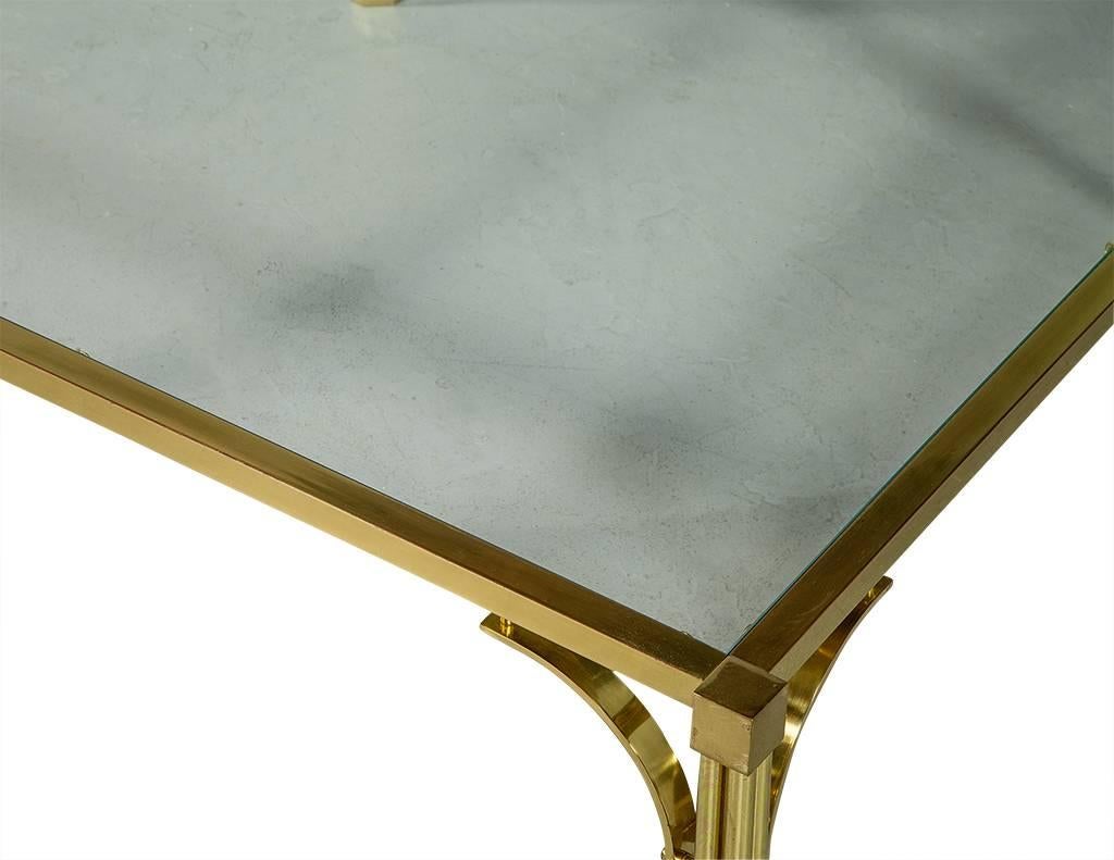 Vintage Brass and Glass Chinoiserie Style Cocktail Table 1