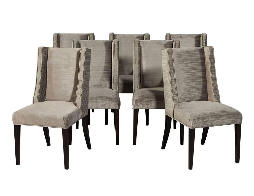 A modern version of the Classic Parsons chair, this distinctive style adds sophistication to a space. With strong linear appearance this winged back, deep seat style couples timeless elegance with a design of comfort. The most desirable chair for