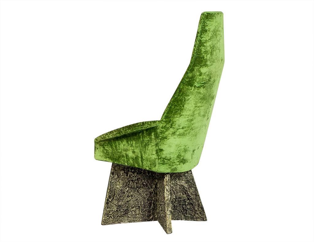 Mid-20th Century Set of Six Adrian Pearsall Brutalist Dining Chairs in Lime