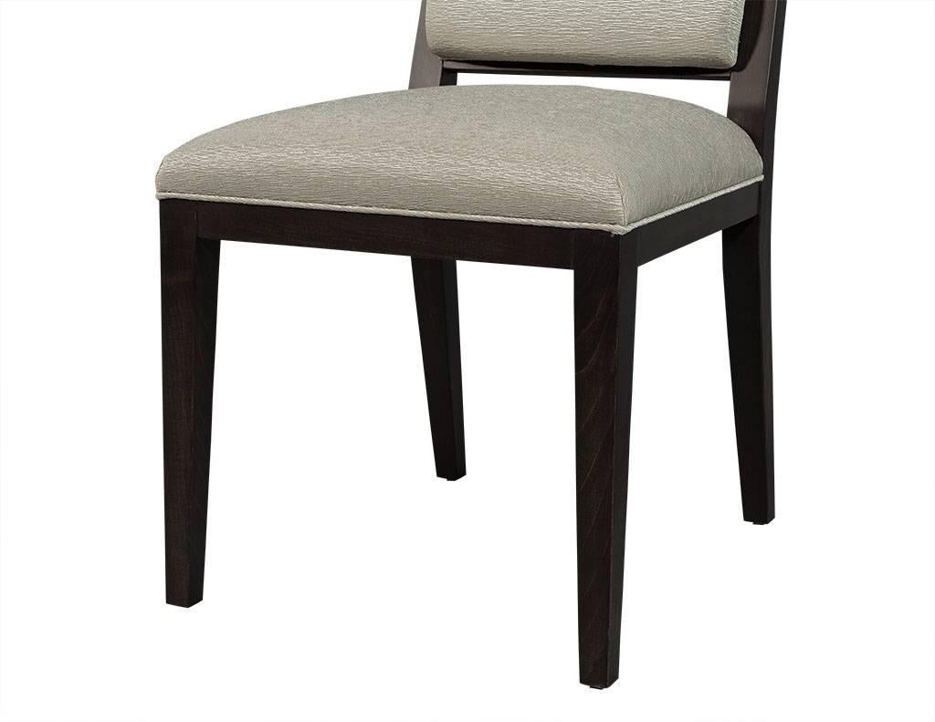 Upholstery Set of 12 Carrocel Roll Back Deco Side Chairs in Taupe