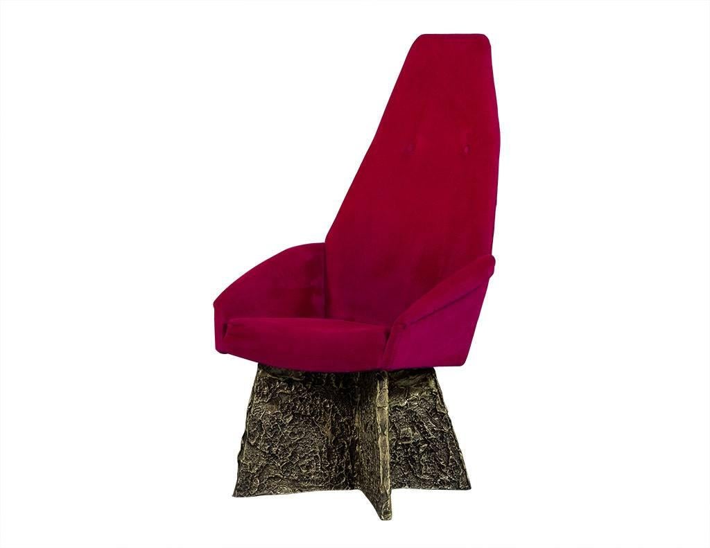 American Set of Four Adrian Pearsall Brutalist Dining Chairs in Fuschia