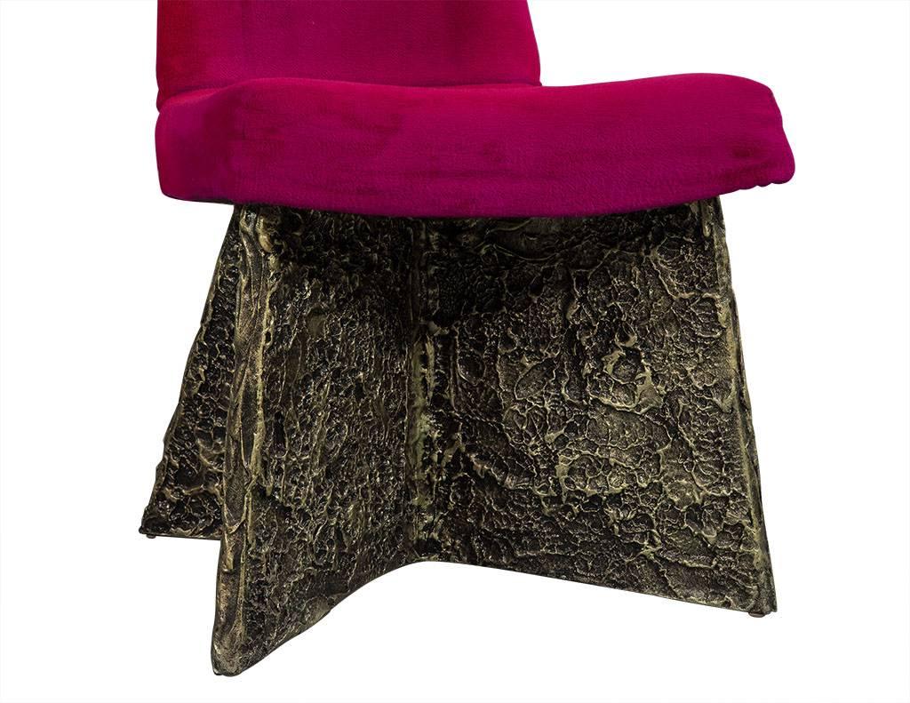 Resin Set of Four Adrian Pearsall Brutalist Dining Chairs in Fuschia