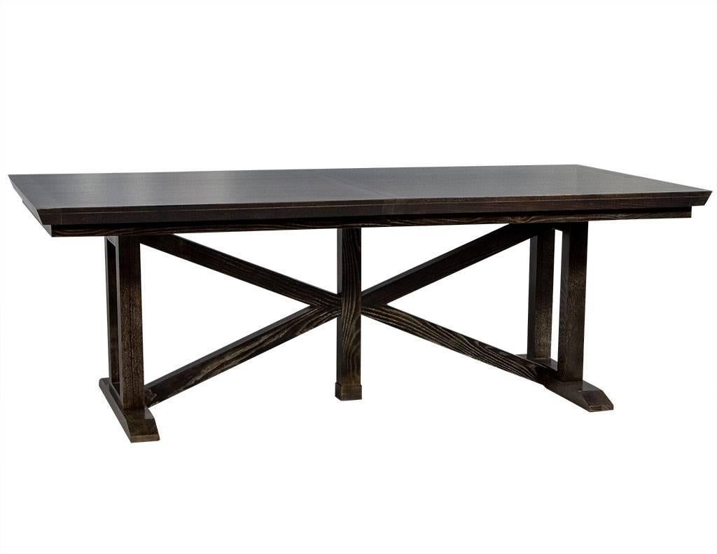 Modern Hickory Chair Oak Dining Table in Grey