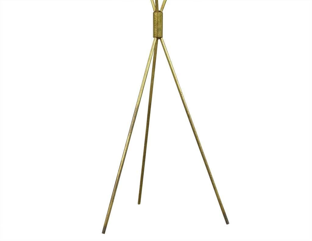 Modern Stilnovo Style Brass Tripod Floor Lamp