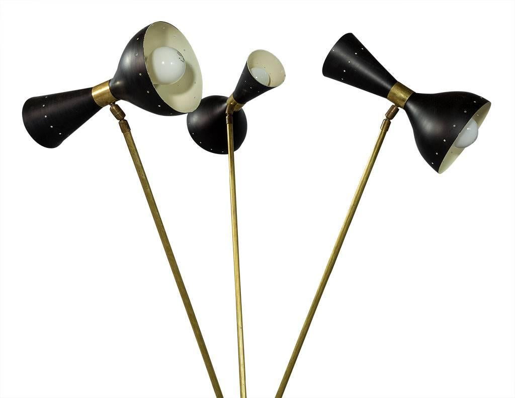 Stilnovo Style Brass Tripod Floor Lamp In Excellent Condition In North York, ON