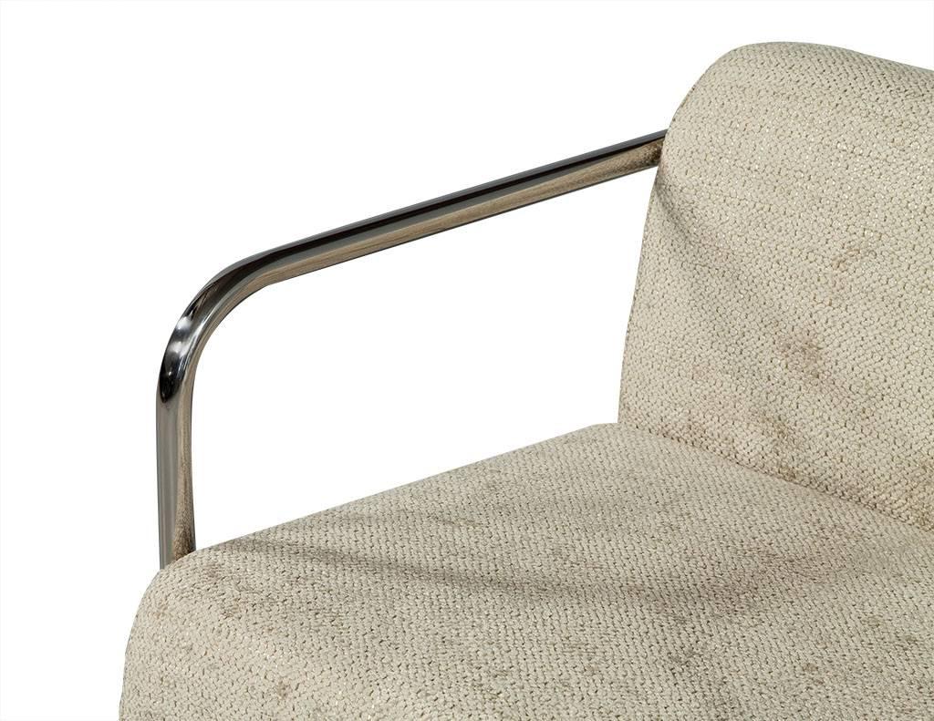 Upholstery Pair of Carrocel Custom Chrome Armchairs