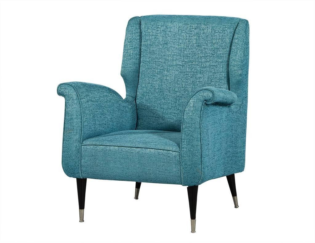 Mid-Century Modern Pair of Mid-Century Style Armchairs in Teal