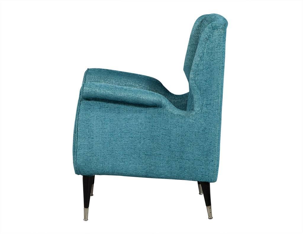 American Pair of Mid-Century Style Armchairs in Teal