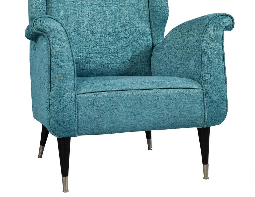 Mid-20th Century Pair of Mid-Century Style Armchairs in Teal