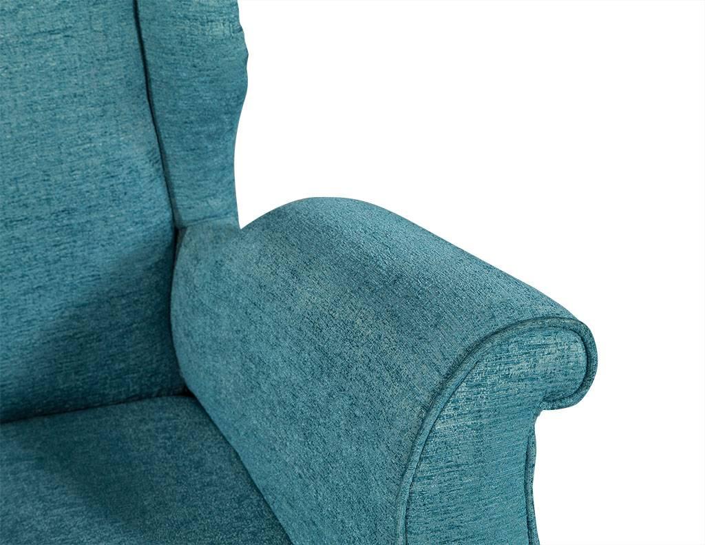 Upholstery Pair of Mid-Century Style Armchairs in Teal