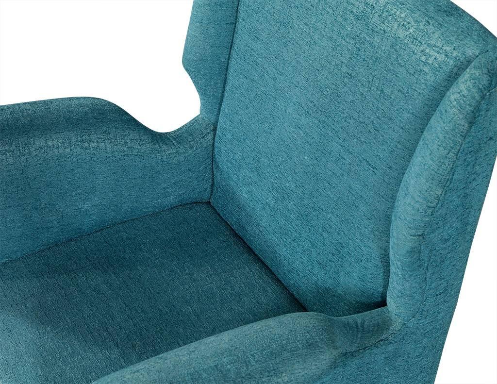 Pair of Mid-Century Style Armchairs in Teal 2