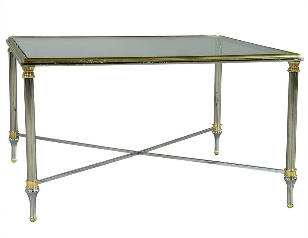 Mid-Century Modern Chrome and Glass Cocktail Table in the Style of Maison Jansen