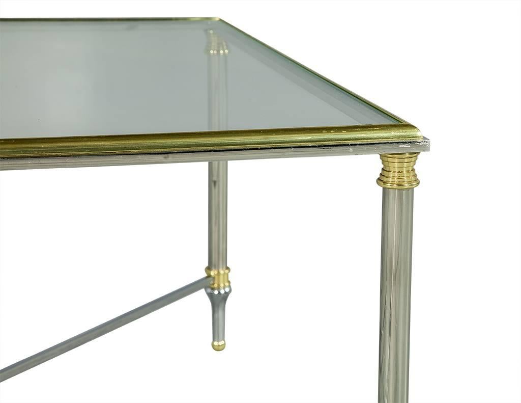 American Chrome and Glass Cocktail Table in the Style of Maison Jansen