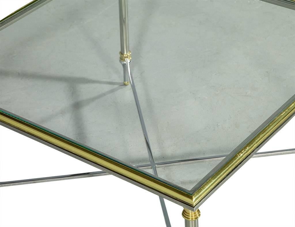 Chrome and Glass Cocktail Table in the Style of Maison Jansen In Good Condition In North York, ON