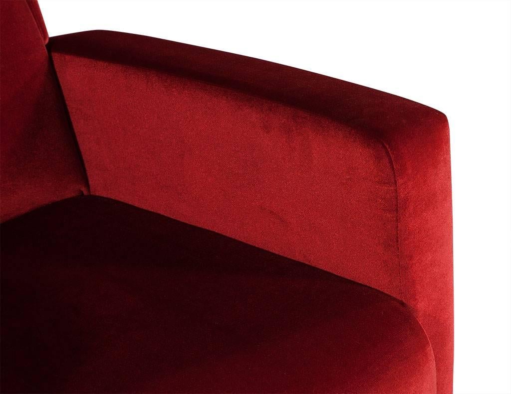 Upholstery Vintage Italian Red Velvet Wing Chair