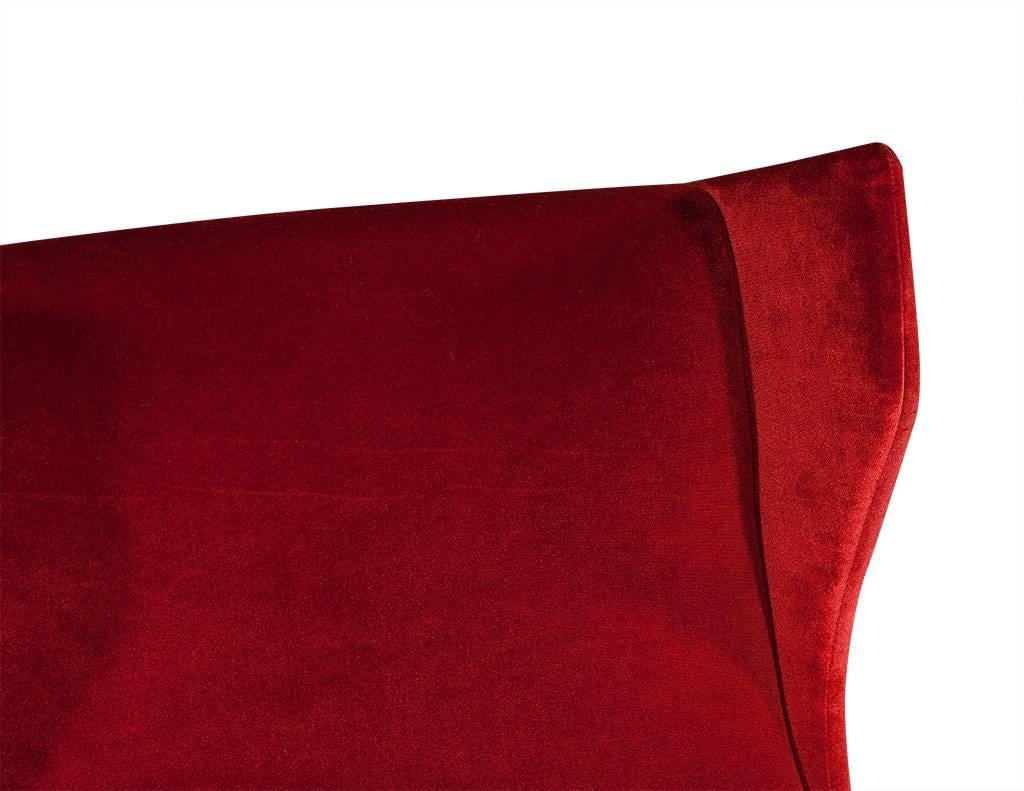 Vintage Italian Red Velvet Wing Chair 1