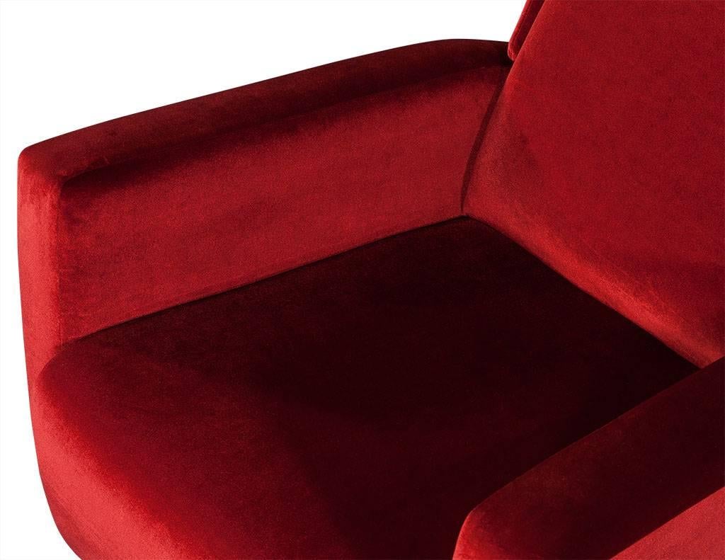 Vintage Italian Red Velvet Wing Chair 2
