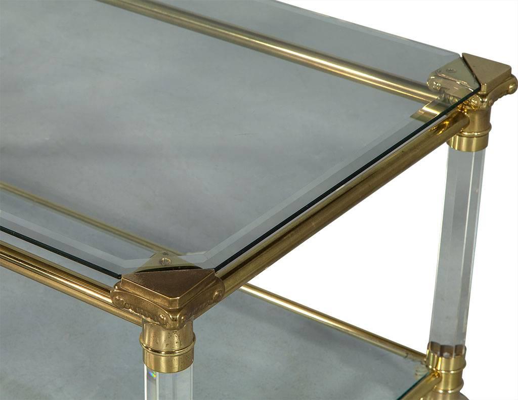 Vintage French Brass-Glass and Lucite Cocktail Table 1