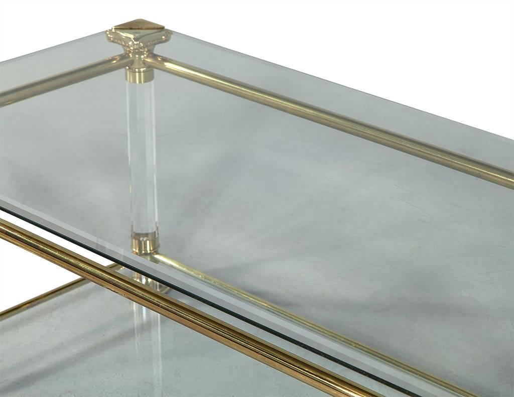 Vintage French Brass-Glass and Lucite Cocktail Table 2