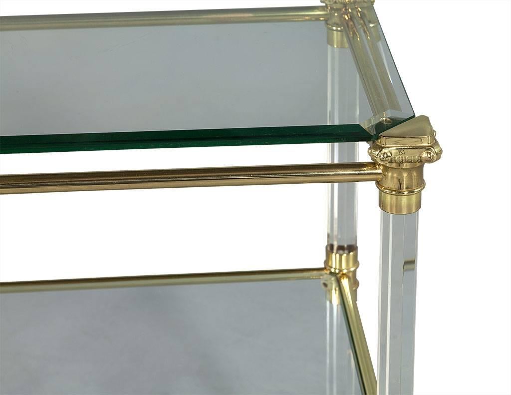 Late 20th Century Vintage French Brass-Glass and Lucite Serving Cart