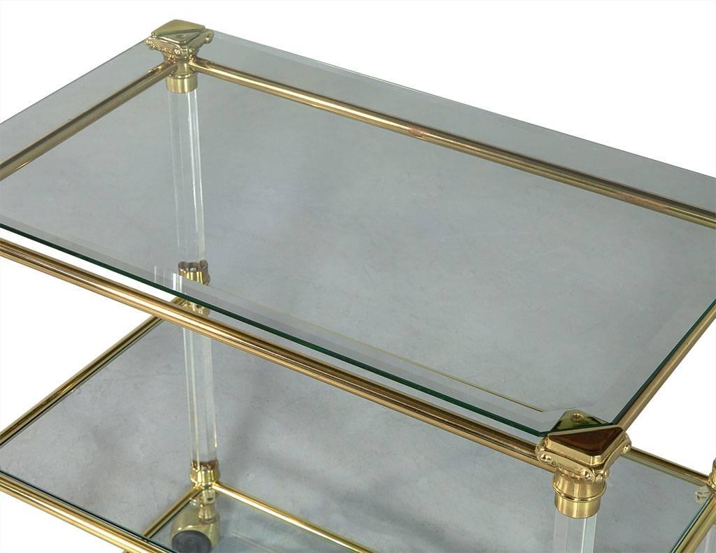Vintage French Brass-Glass and Lucite Serving Cart 1