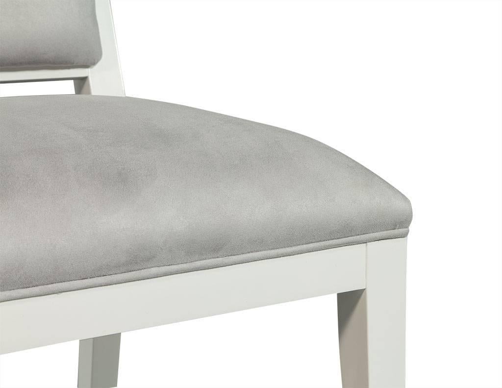 Set of 14 Carrocel Custom Flat Back Deco Side Chairs in Grey Ultra Suede 1