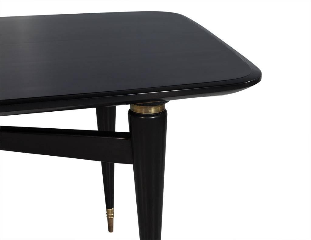 Mid-Century Modern Vintage French Black Lacquered Dining Table