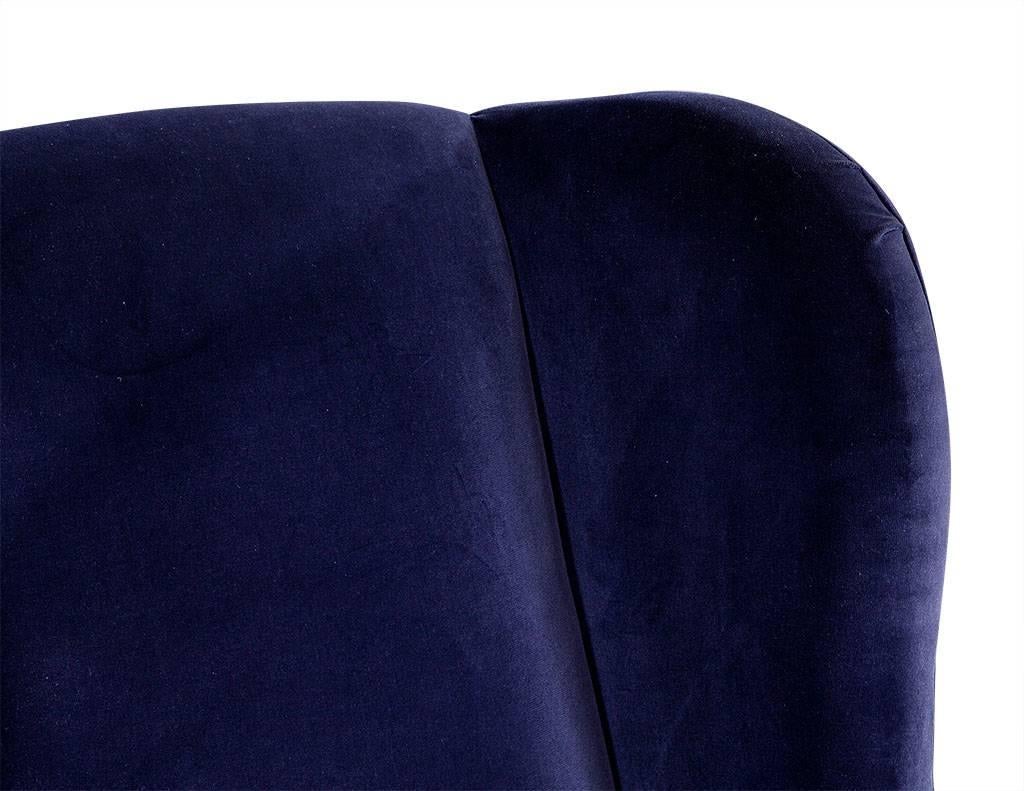 Pair of Custom Blue Velvet Wing Chairs 2