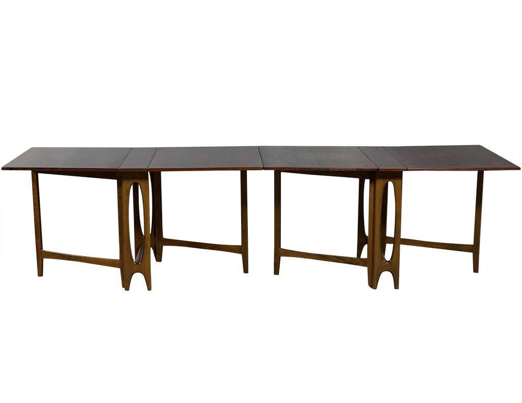 American Mid-Century Modern Console Drop-Leaf Dining Table Set