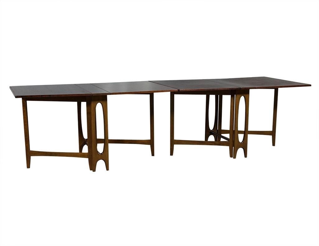 Mid-Century Modern Console Drop-Leaf Dining Table Set In Excellent Condition In North York, ON