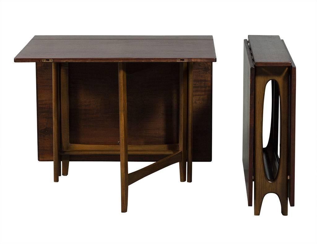 Mid-20th Century Mid-Century Modern Console Drop-Leaf Dining Table Set