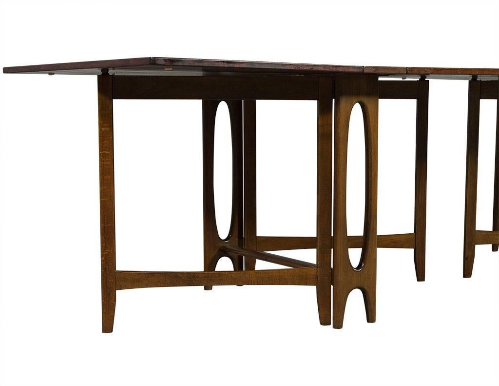 Mid-Century Modern Console Drop-Leaf Dining Table Set 3