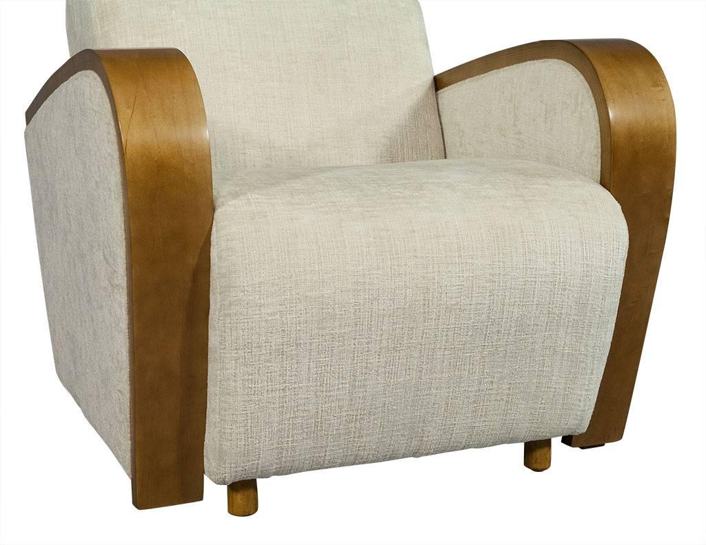 Upholstery Pair of Art Deco Style Chenille Armchairs