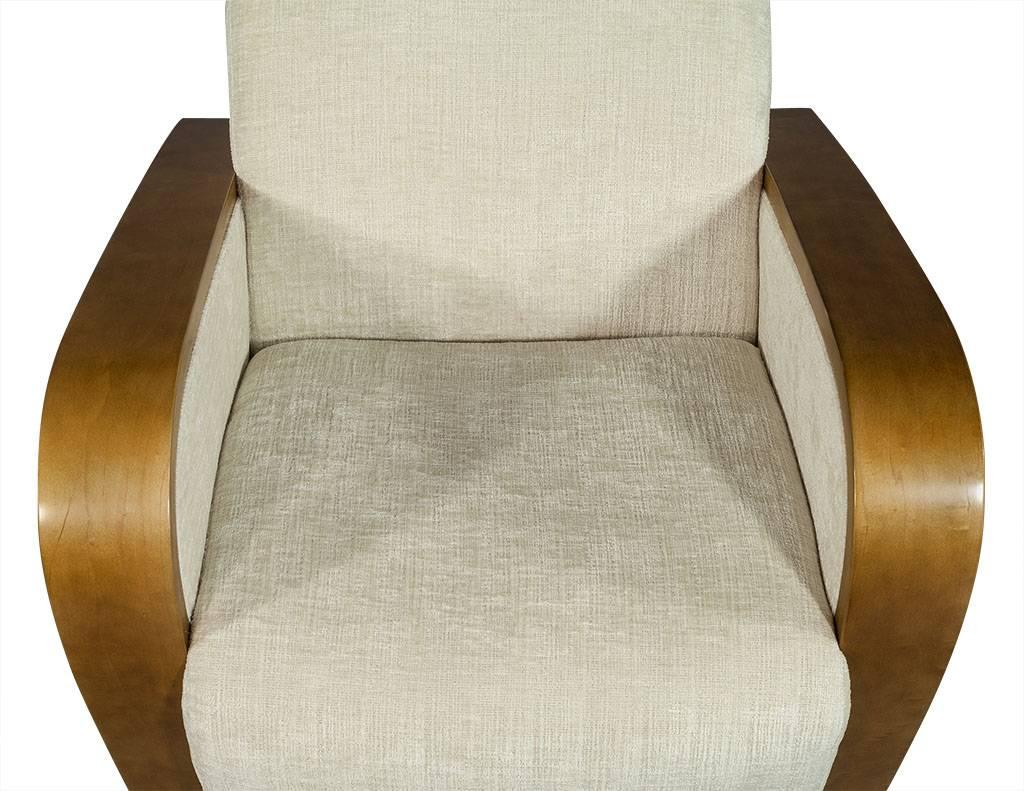Pair of Art Deco Style Chenille Armchairs 2