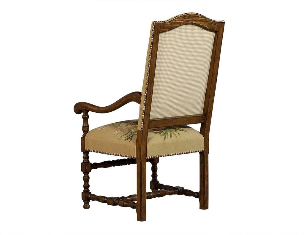Fabric Set of 12 Tudor Style French Dining Chairs