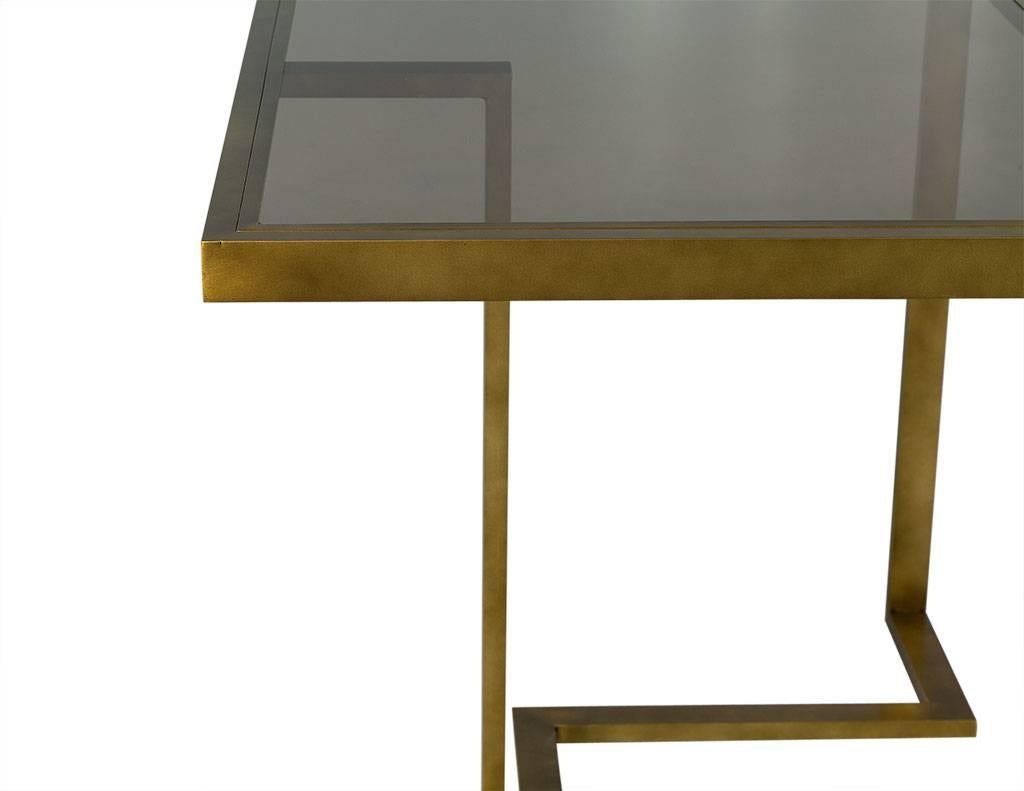 Romeo Rega Expandable Brass Dining Table In Excellent Condition In North York, ON