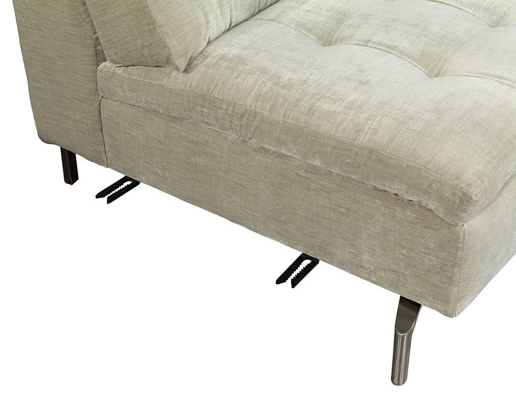 Unknown Grey Velvet Natuzzi Sectional Sofa