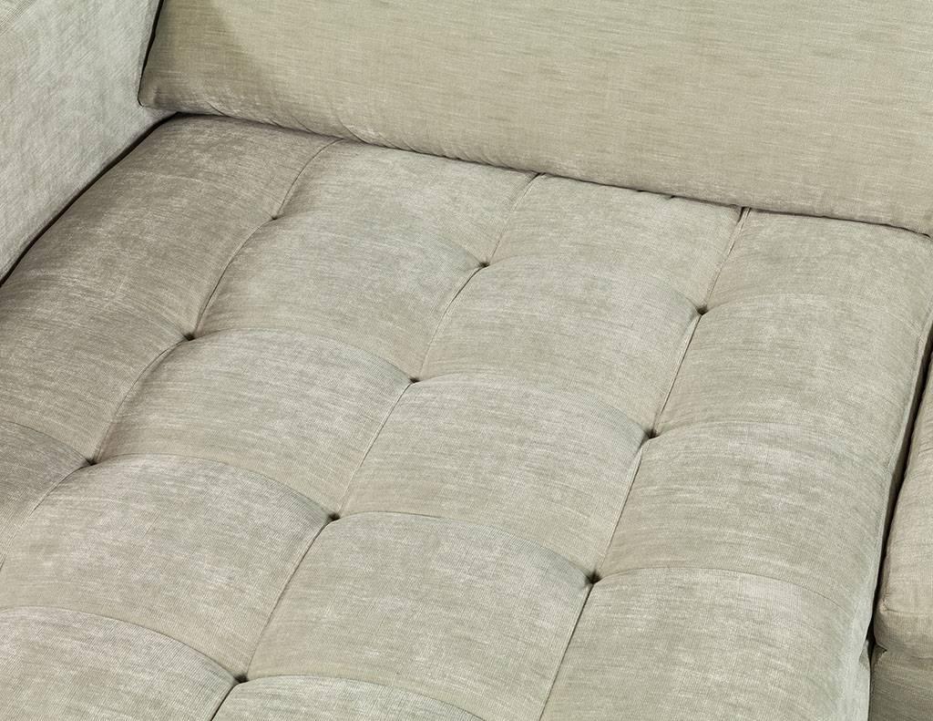 Modern Grey Velvet Natuzzi Sectional Sofa