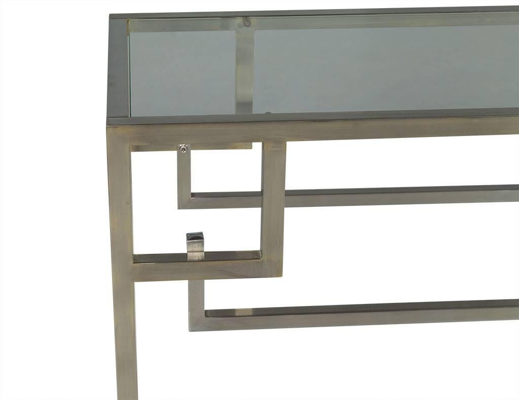 Vintage Polished Stainless Steel Modern Console Table In Excellent Condition In North York, ON