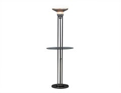 Vintage French Art Deco Floor Lamp with Adjustable Glass Shelf