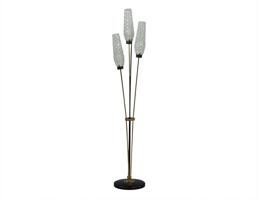 French Mid-Century Floor Lamp by Maison Arlus Triple Light