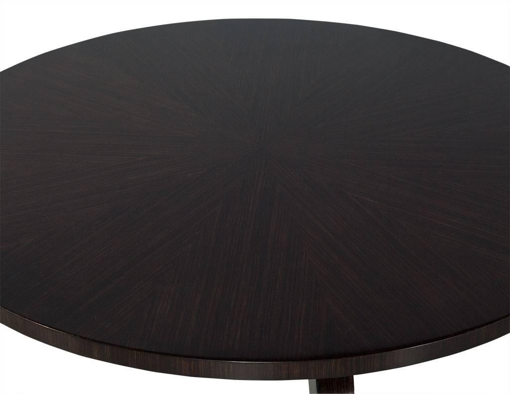 Zebrawood Round Dining Breakfast Table In Excellent Condition In North York, ON