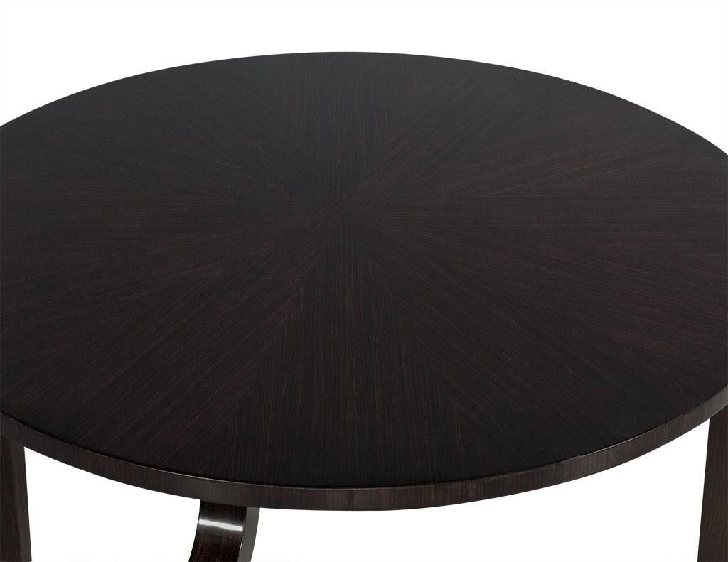 Contemporary Zebrawood Round Dining Breakfast Table