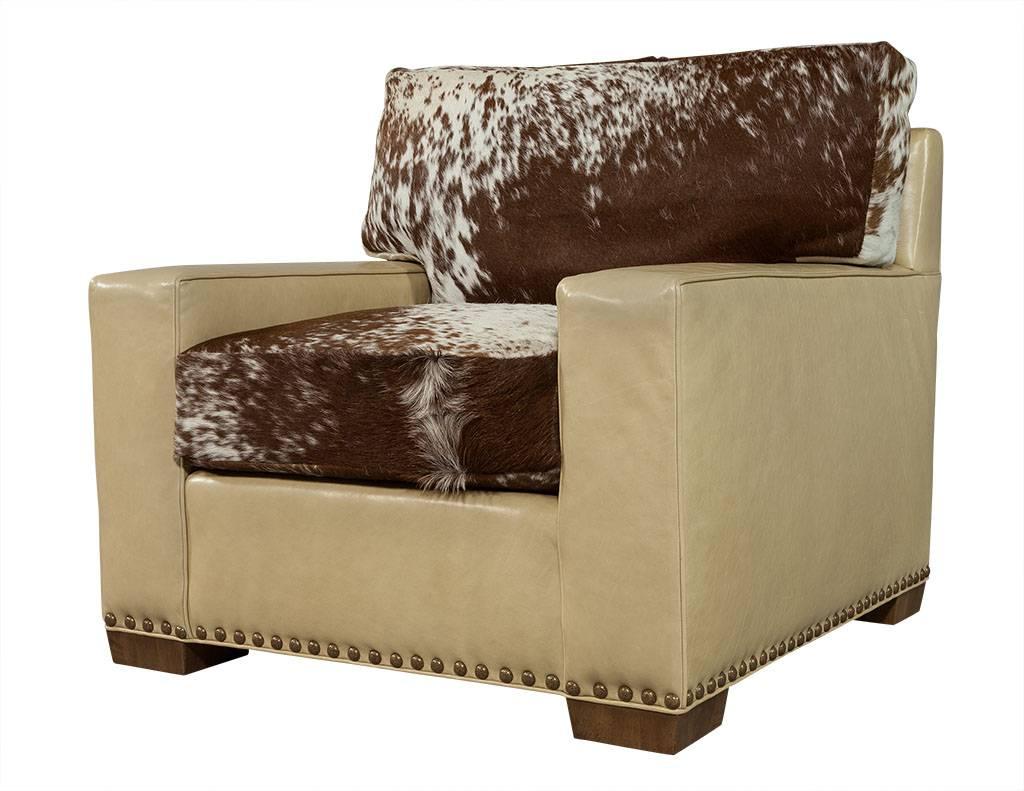 Modern Leather and Pony Livingroom Chair
