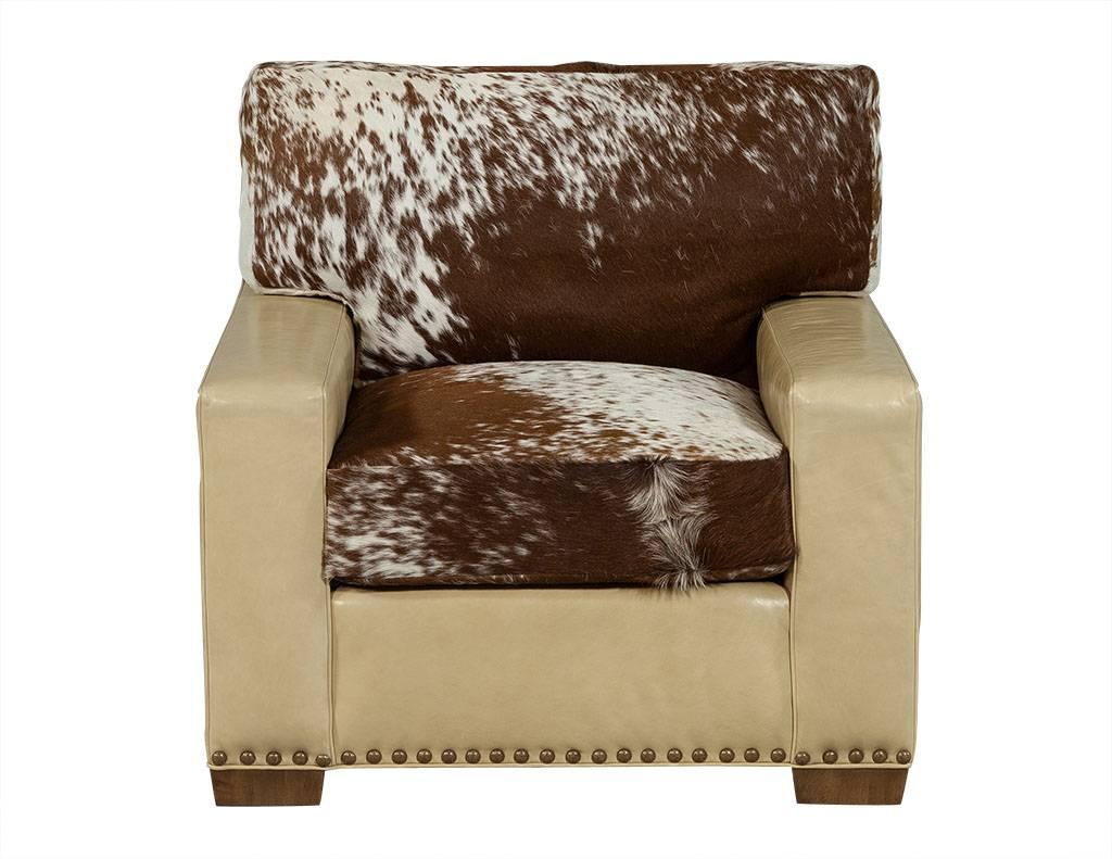 Contemporary Leather and Pony Livingroom Chair