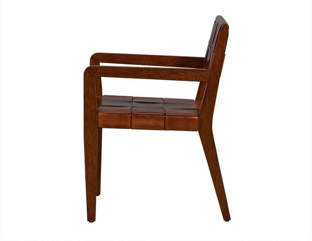 Modern Safari Woven Leather Arm Desk Chair