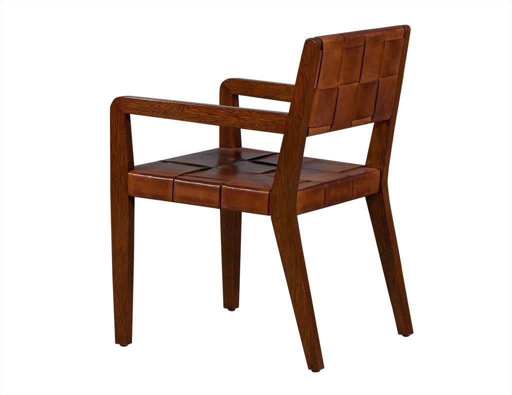 American Safari Woven Leather Arm Desk Chair