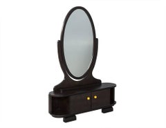 Vintage Olive Burl Vanity Cabinet with Mirror
